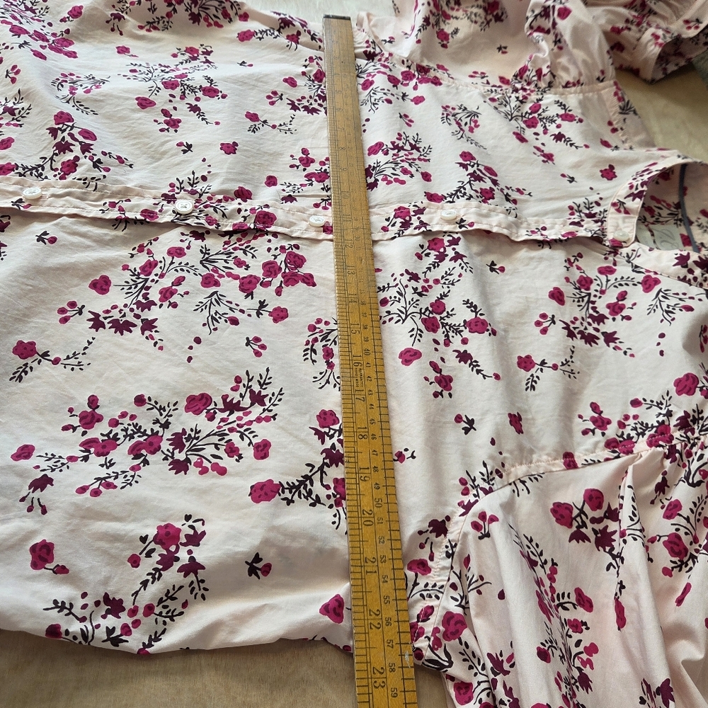 J Crew Classic Collarless Puff Sleeve Shirt Womens 16 Budding Floral Pink - Picture 9 of 16